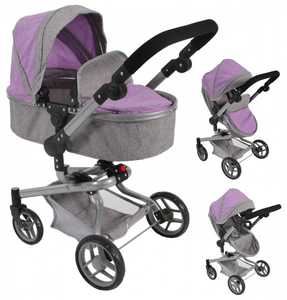 Puppenwagen Yolo Dots 2in1 (Melange Lila)