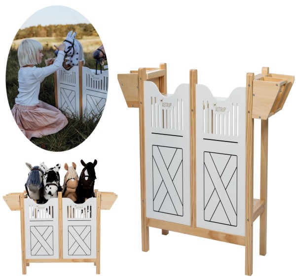 Hobby Horse Box Stall aus Holz für 4 Pferde (Weiß-Natur)