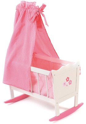 Puppenwiege Fiori (Rosa-Weiß)