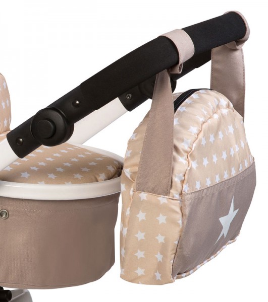 Wickeltasche für Puppenwagen Sternchen (Beige-Braun)