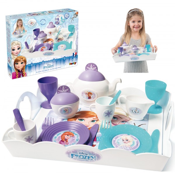 Disney Frozen Tablett mit Geschirr (Türkis-Lila)