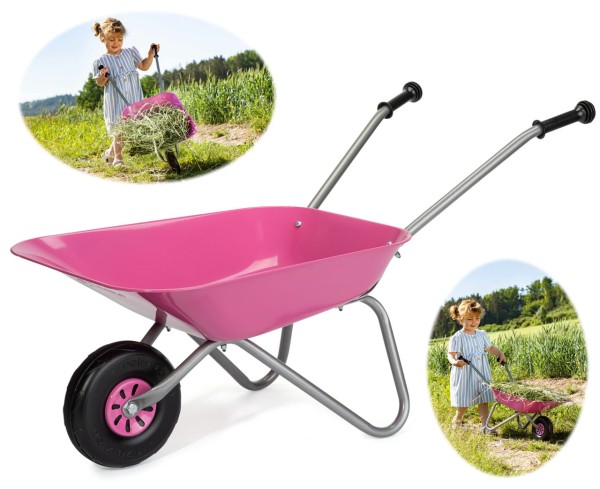 Rolly Toys Kinderschubkarre Metallschubkarre pink Mädchen Gartenschubkarre 