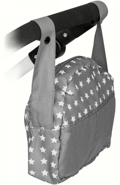 Wickeltasche für Puppenwagen Sternchen (Grau-Weiß)