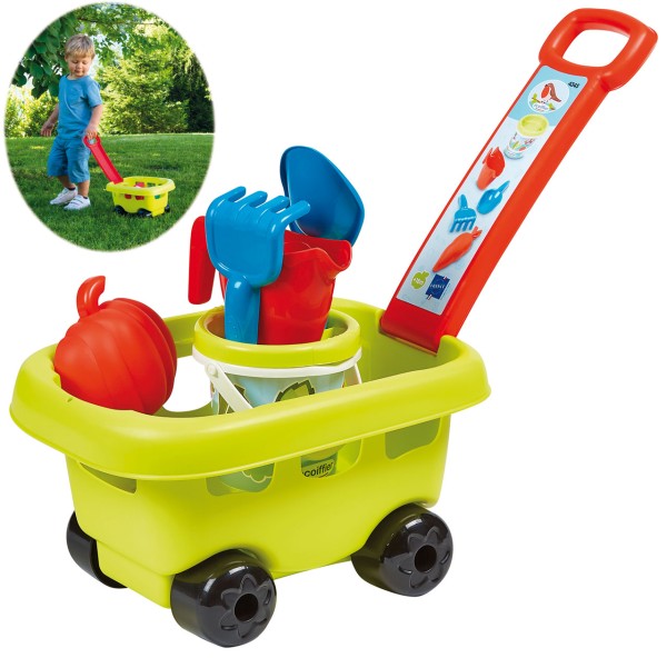 Gärtner Handwagen mit Sandspielzeug (Grün-Rot)