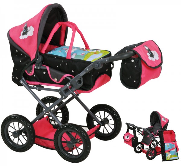 Puppenwagen Ruby Einhorn Nici Theodor Carbon (Pink-Schwarz)