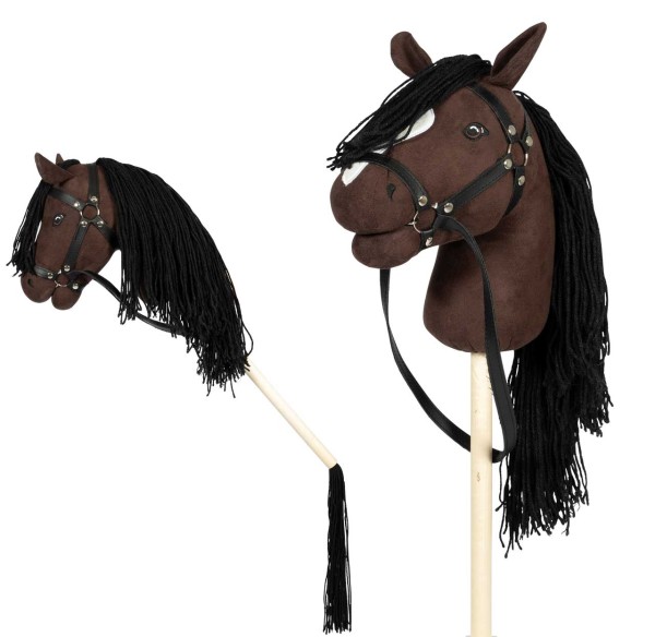 Hobby Horse Steckenpferd mit offenem Mund und Schweif (Braun)