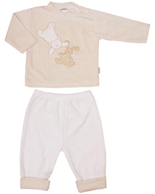 Langarmshirt mit Hose Hase & Teddy Gr. 62 (Beige-Braun)