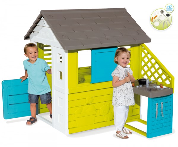 Spielhaus Pretty Haus mit Sommer-Spielküche (Türkis-Grün)