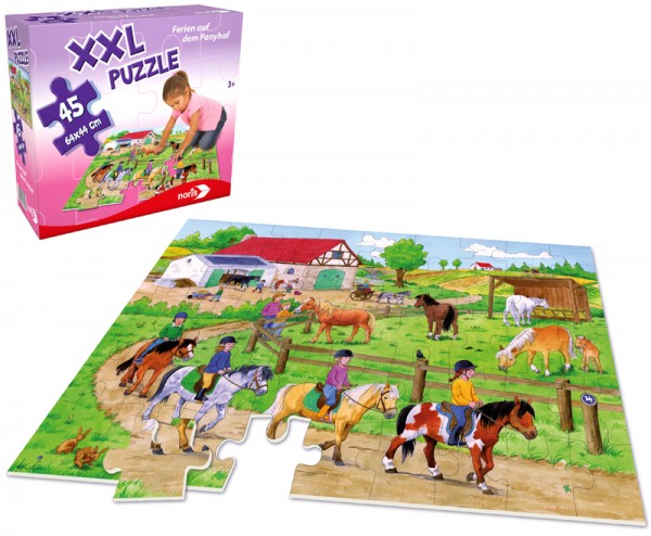 XXL Bodenpuzzle Ferien auf dem Ponyhof mit 45 großen Teilen