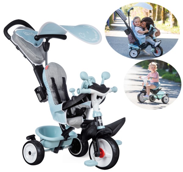 Dreirad Baby Driver Plus mit Schiebestange und Sonnendach (Pastell Blau)
