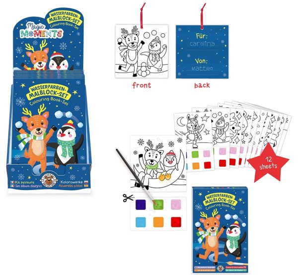 Wintertrends Wasserfarben-Malblock-Set mit Geschenkanhängern