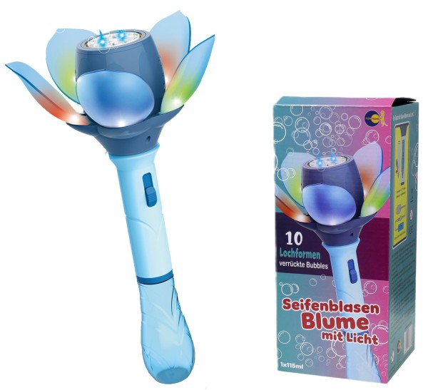 Seifenblasen Blume mit Licht und Akku (Blau)