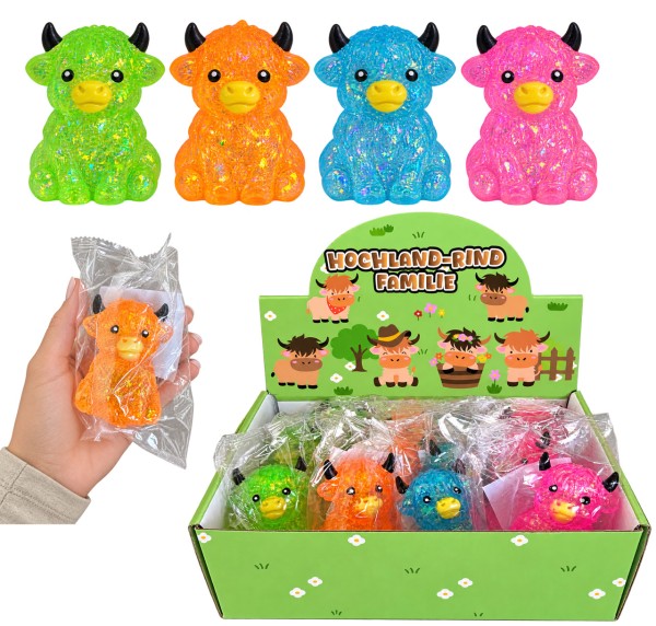 Hochlandrind Squishy mit Maltose & Glitzer 8,5 cm (Sortiert)