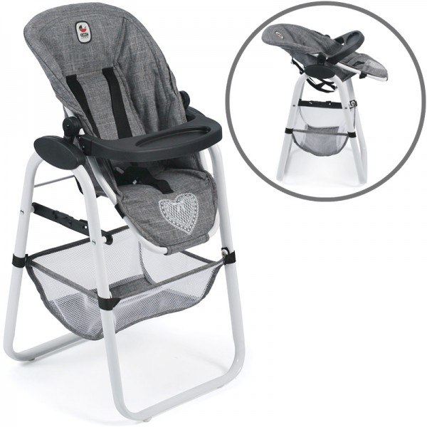 Puppenhochstuhl aus Metall 2in1 (Jeans Grey)