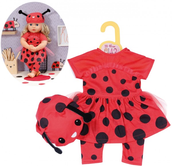 Dolly Moda Süßes Marienkäfer Outfit 43 cm (Rot-Schwarz)