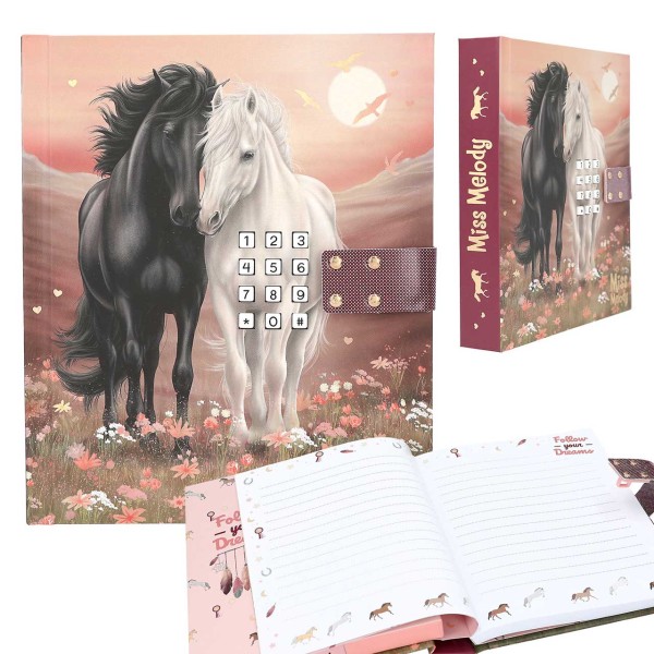 Miss Melody Tagebuch mit Code und Sound, Motiv 1 (Rose-Rot)