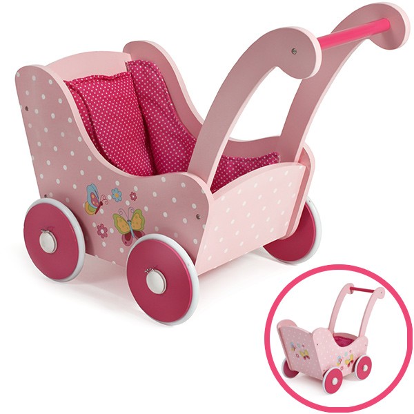 Holzpuppenwagen Papilio Pink (Rosa-Pink)