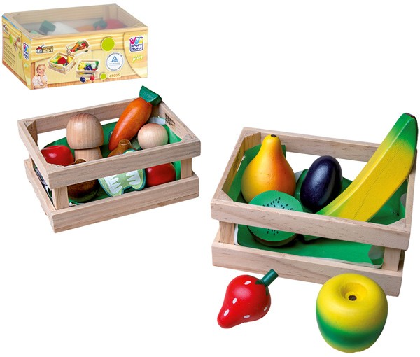 2 Holzkisten mit Obst & Gemüse