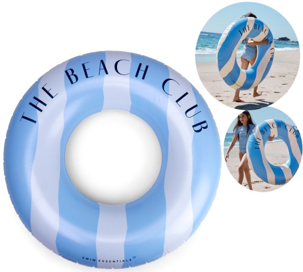 Großer Schwimmring 120 cm Beach Club (Hellblau-Weiß)