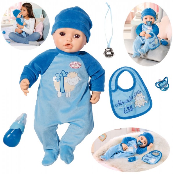 Baby Annabell Alexander Puppe 43 cm mit Funktionen und Zubehör (Blau)