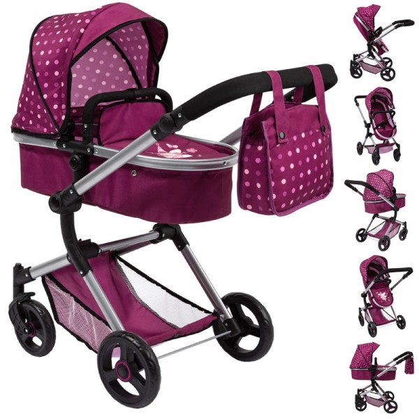 Puppenwagen Neo Vario 2in1 mit Wickeltasche (Bordeaux)