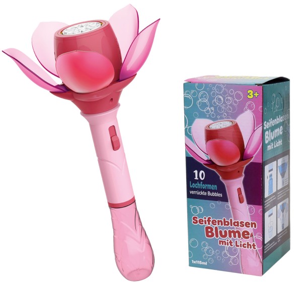 Seifenblasen Blume mit Licht und Akku (Pink)