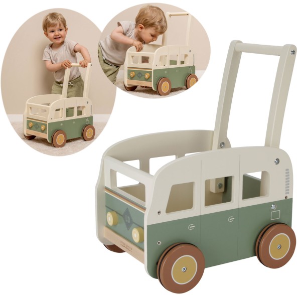 Laufwagen Bus Vintage aus Holz (Salbeigrün)