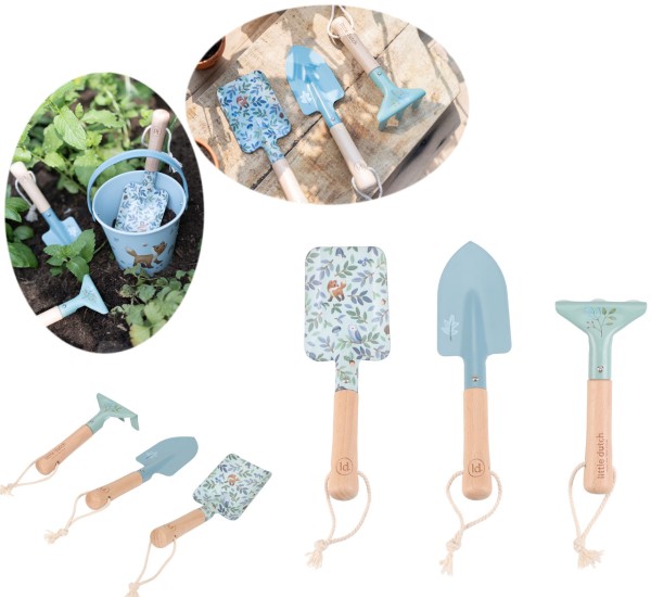 Gartenwerkzeug Set Forest Friends aus Metall (Blau-Mint)