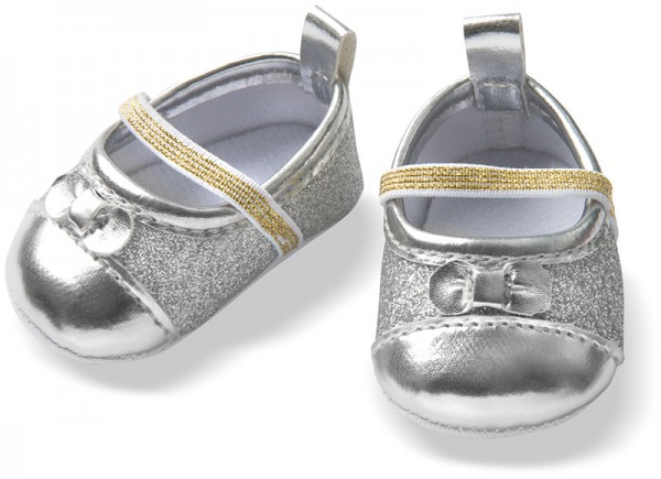 Puppenschuhe Glitzer-Ballerinas Gr. 38 - 45 cm (Silber)