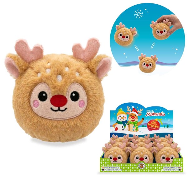 Wintertrends Plüsch High-Bouncing-Ball Rentier 7 cm