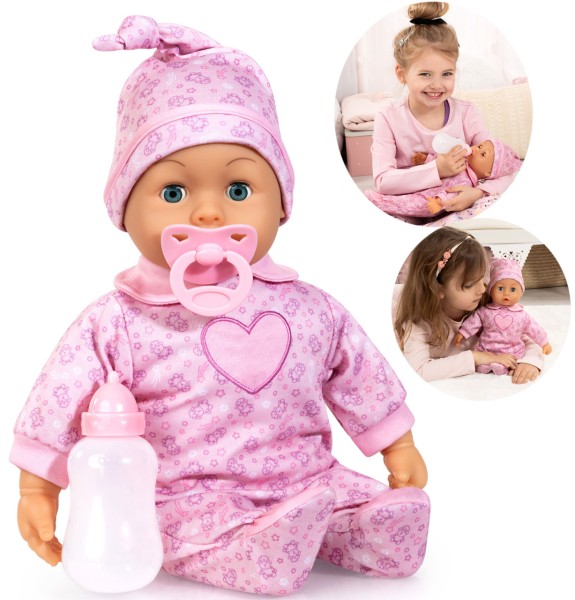 First Words Baby Puppe mit Babygeräuschen 38 cm (Rosa)