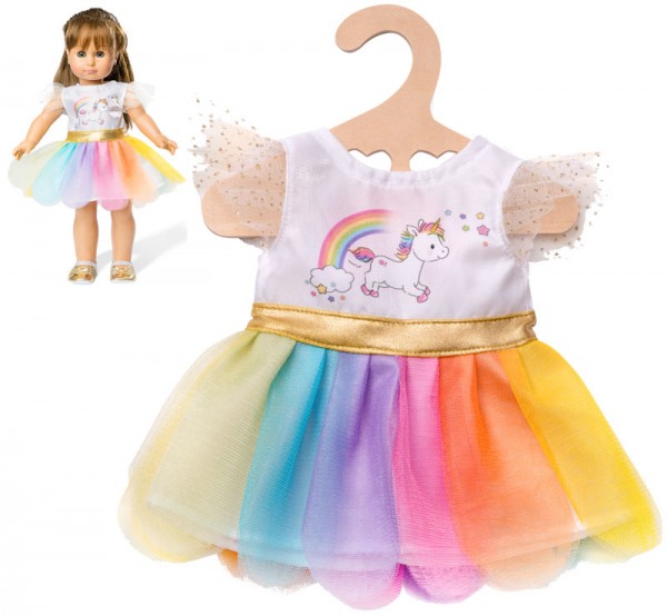 Kleidungsset Tüllkleid Einhorn in Regenbogenfarben Gr. 35 - 45 cm