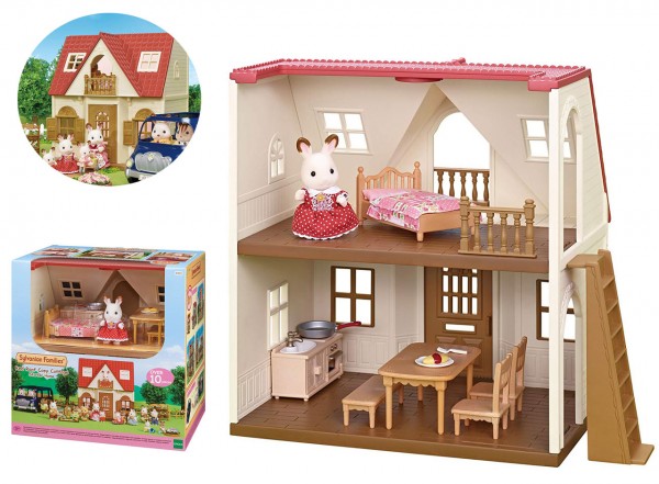 Sylvanian Families Starter-Haus Neu mit Möbeln und Hasentochter