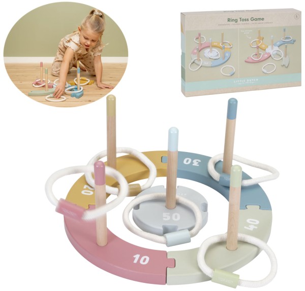 Süßes Wurfspiel mit Ringen aus Holz (Pastell)