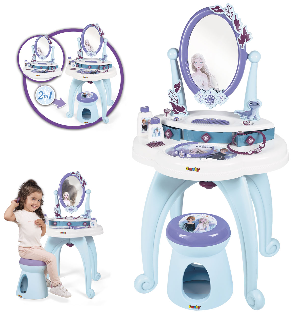 ✔️ SMOBY® Disney Frozen Frisier- und Schminktisch Frisiersalon 2in1 |  Spielzeug24