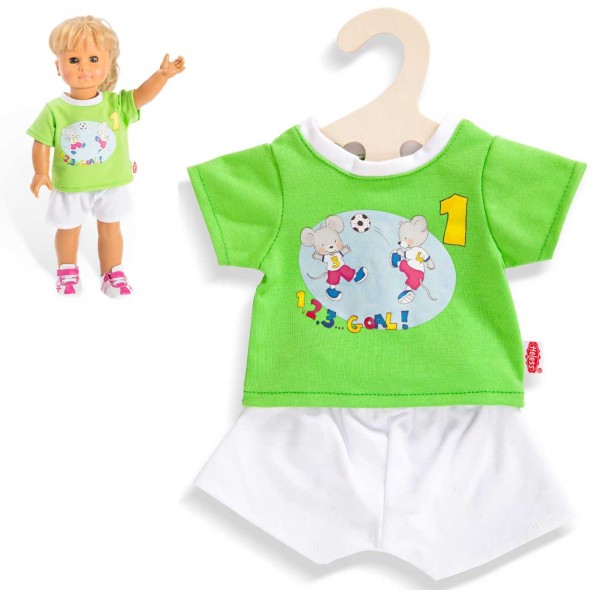 Puppenkleidung Fußball-Outfit Gr. 35-45 cm (Weiß-Grün)