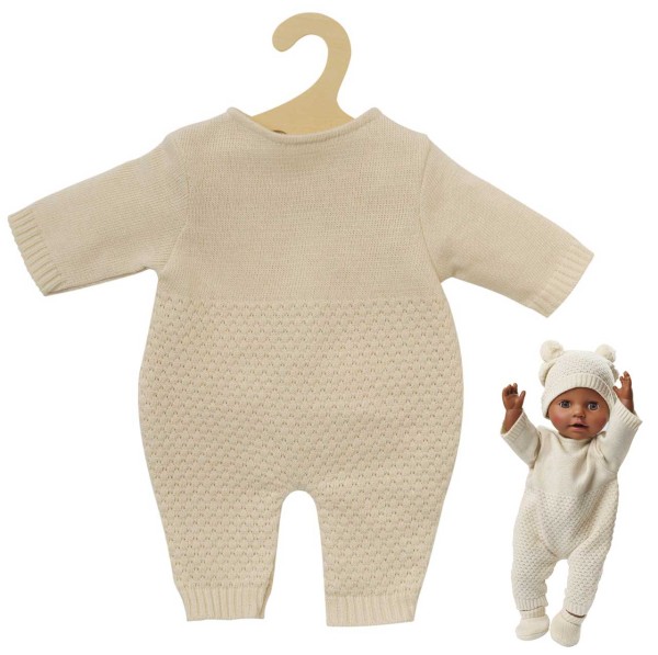 Puppenkleidung Puppen-Strickstrampler Gr. 35-45 cm (Ecru)
