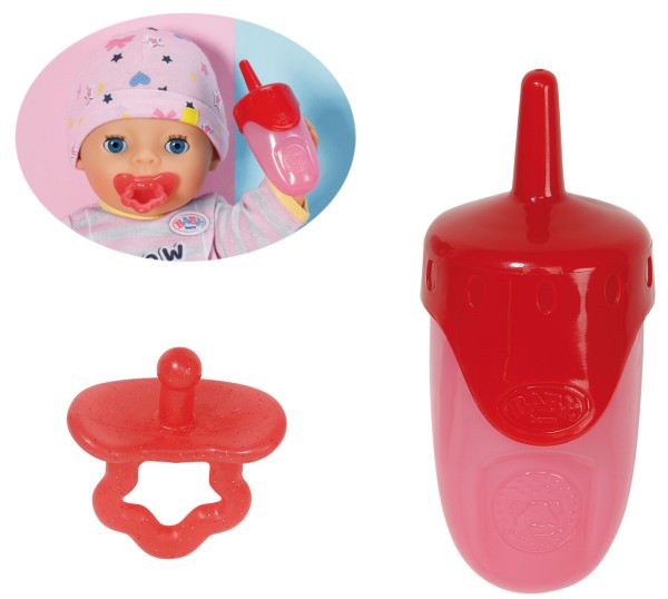 Baby Born Little Flasche & Schnuller Set 36 cm (Pink-Rot)