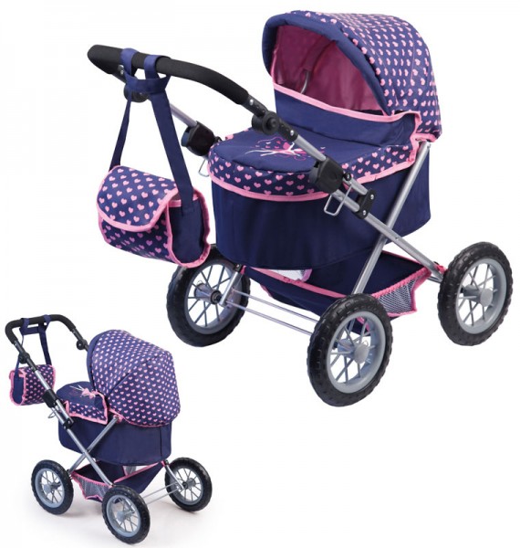 Mein erster Puppenwagen Trendy Herzchen (Blau-Pink)
