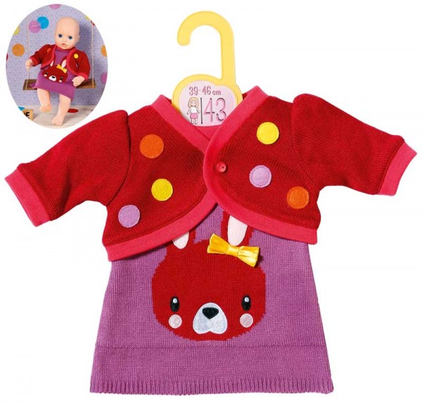 Dolly Moda Strickkleid mit Jacke 39 - 46 cm (Rot-Lila)
