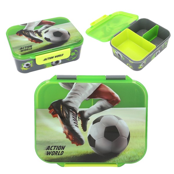 Action World Brotdose Fussball (Grün-Grau)