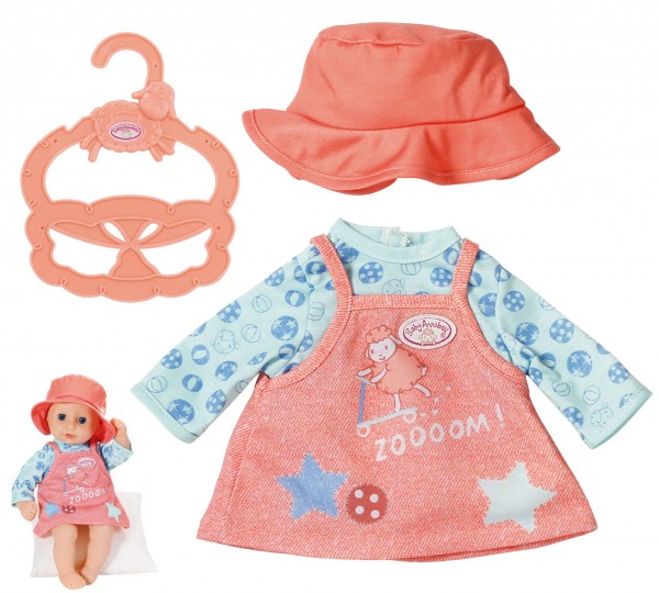 Baby Annabell Little Babyoutfit Kleid mit Shirt 36 cm (Aprikot-Blau)