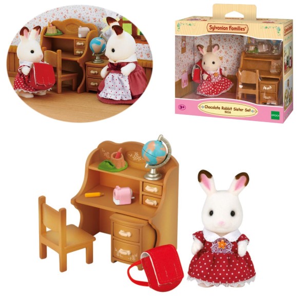 Sylvanian Families Schokoladenhasen Schwester Schreibtisch Set