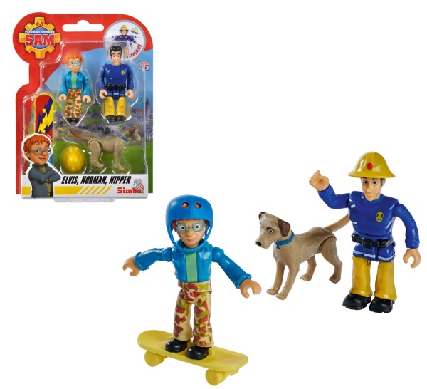 Feuerwehrmann Sam 2er Figuren-Set IV Elvis, Norman, Hund Nipper