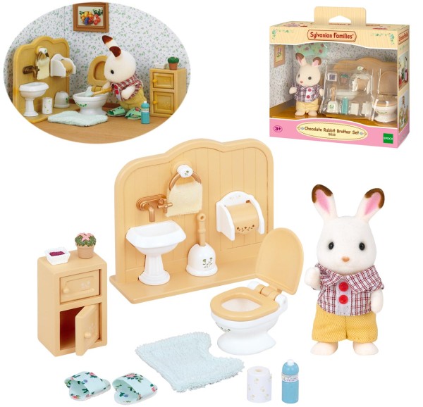 Sylvanian Families Schokoladenhasen Bruder Badezimmer Set