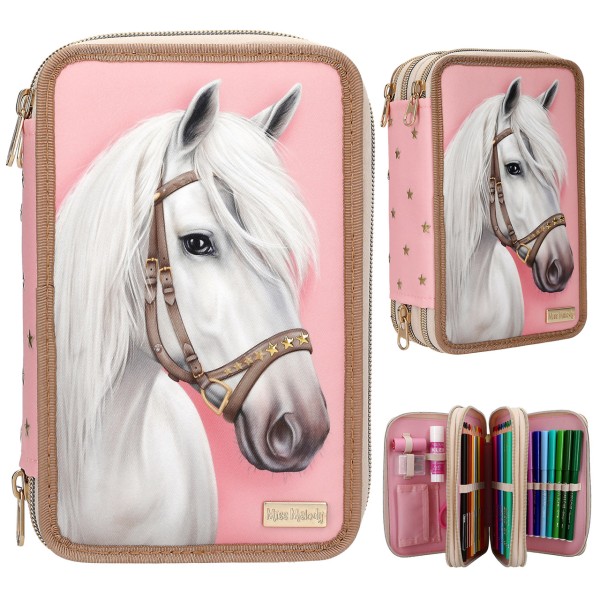 Miss Melody 3 Fach Federtasche Classic (Rosa)