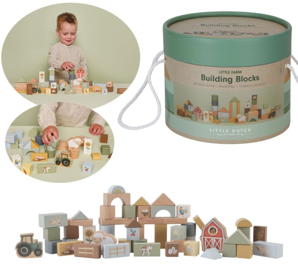 Bausteine Little Farm aus Holz (Salbeigrün)