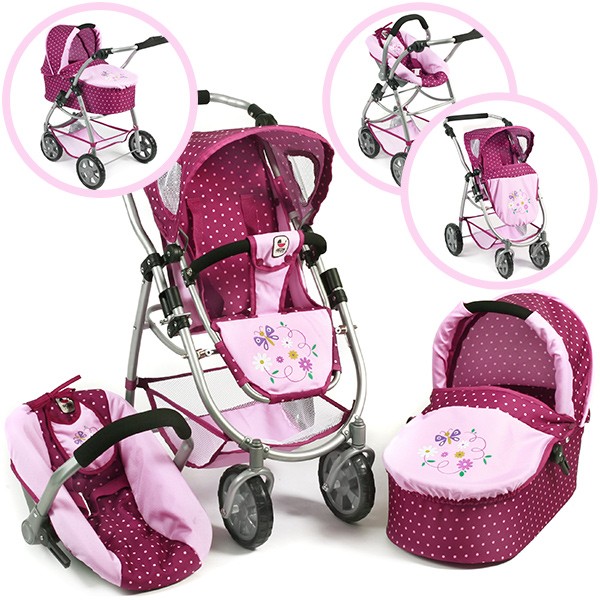 Puppenwagen Emotion All In 3in1 (Dots Brombeere)