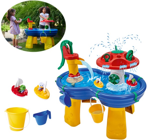 Großer Wassertisch mit Pumpe und Springbrunnenfontäne