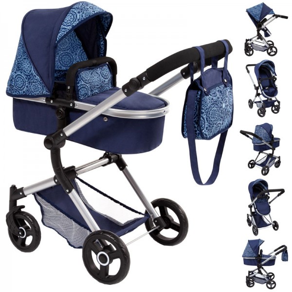 Puppenwagen Neo Vario 2in1 mit Wickeltasche (Dunkelblau)